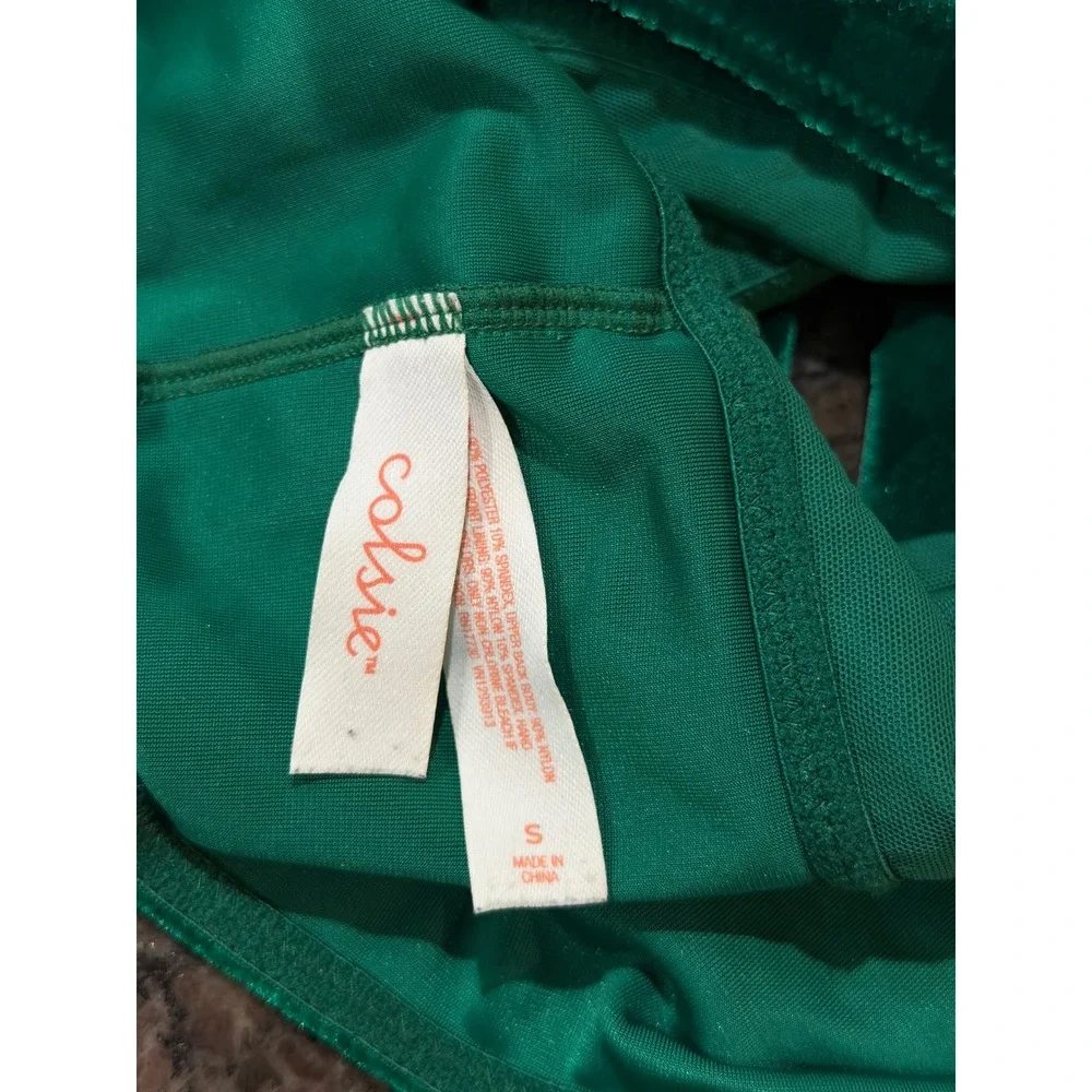 Colsie Green Velvet Checkerboard Bralette Cropped Cami Top Small